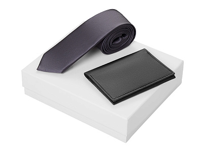 Подарочный набор Long River: обложка для паспорта, галстук (Черный/белый)