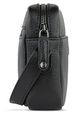 Сумка кросс-боди женская BUGATTI Elsa, чёрная, воловья кожа/полиэстер, 19х5,5х14 см