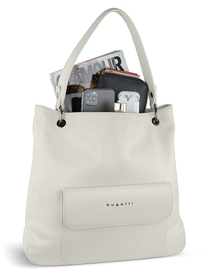 Сумка-хобо BUGATTI Almata, бежевая, полиуретан, 41х11х32 см