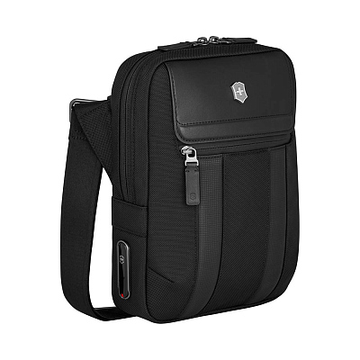 Сумка через плечо VICTORINOX Architecture Urban2 Crossbody Bag, черный, полиэстер/кожа, 22x9x28 см, 6 л
