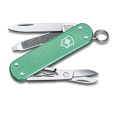Нож-брелок VICTORINOX Classic SD Alox Colors "Minty Mint", 58 мм, 5 функций, мятный (Салатовый)