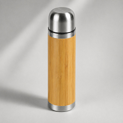 Вакуумный термос Ямал Bamboo, 430 мл (Натуральный, серебристый)