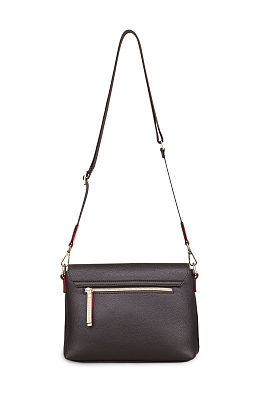 Сумка наплечная женская BUGATTI Ella, тёмно-коричневая, полиуретан, 27х9х20,5 см