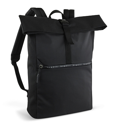 Рюкзак BUGATTI Blanc Delight, чёрный, нейлон RPET600D/тарпаулин/полиэстер, 41х13х46 см, 15 л (Черный)