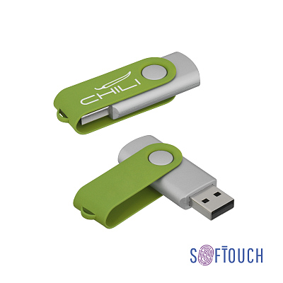 Флеш-карта "Vostok", объем памяти 16GB, покрытие soft touch#, зеленое яблоко