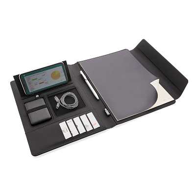 Органайзер Fiko с внешним аккумулятором и функцией беспроводной зарядки, А4 (Черный;)