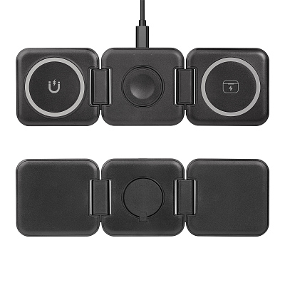 Складная беспроводная (15W) зарядная станция "Flip" с MagSafe, черный