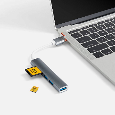 USB-хаб Slotto, серый