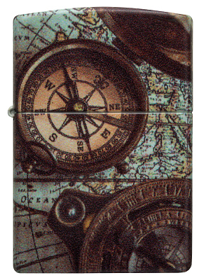 Зажигалка ZIPPO Compass Design с покрытием 540 Matte, латунь/сталь, разноцветная, 38x13x57 мм