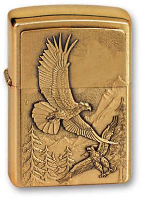 Зажигалка ZIPPO Eagles, с покрытием Brushed Brass, латунь/сталь, золотистая, матовая, 38x13x57 мм