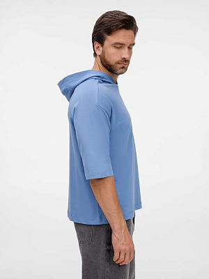 Футболка оверсайз унисекс с капюшоном Neofit, синяя