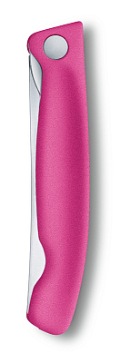 Нож для овощей VICTORINOX SwissClassic, складной, лезвие 11 см с волнистой кромкой, розовый