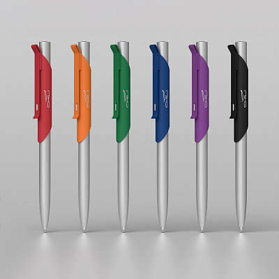 Ручка шариковая "Skil", покрытие soft touch, черный с серебристым