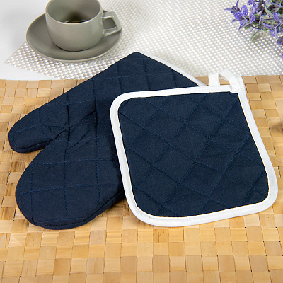 Комплект: прихватка и рукавица LESTON, оранжевый, полиэстер, хлопок