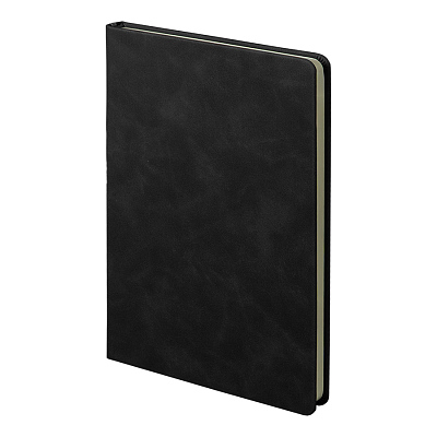 Ежедневник недатированный Muse,черный, формат А5, с декоративной серой полосой, блок в линейку (Черный, серый)