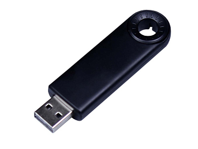 USB 3.0- флешка промо на 32 Гб прямоугольной формы, выдвижной механизм (Чёрный)