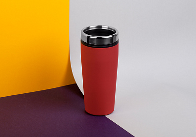 Термостакан "Европа", покрытие soft touch, 0,5 л., синий, красный