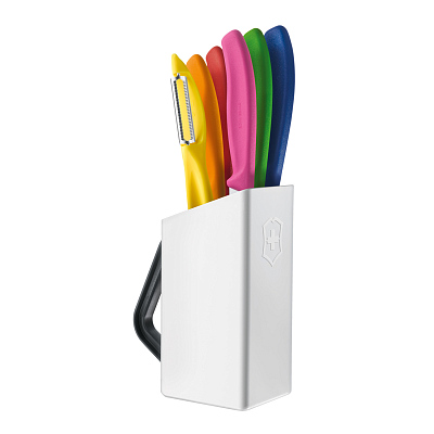 Набор из 6 ножей VICTORINOX: овощечистка, 3 ножа для овощей, столовый нож, нож для пиццы и стейка