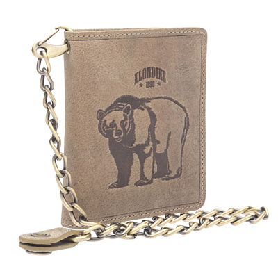 Бумажник KLONDIKE «Wayne Bear», натуральная кожа в коричневом цвете, 10,5 х 12,5 см