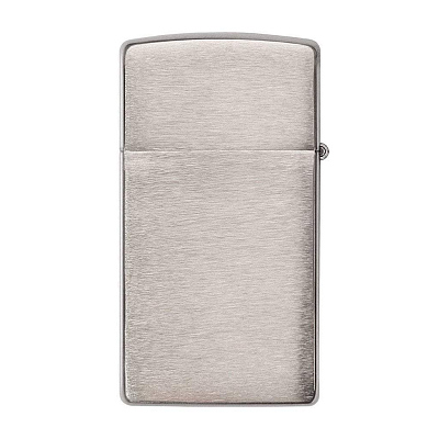 Зажигалка ZIPPO Slim® с покрытием Brushed Chrome, латунь/сталь, серебристая, матовая, 29x10x60 мм