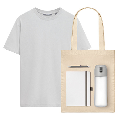 Набор с одеждой Крис (KRIS) (футболка, бутылка, ежедневник, ручка, шоппер), белый, M (Чёрный)