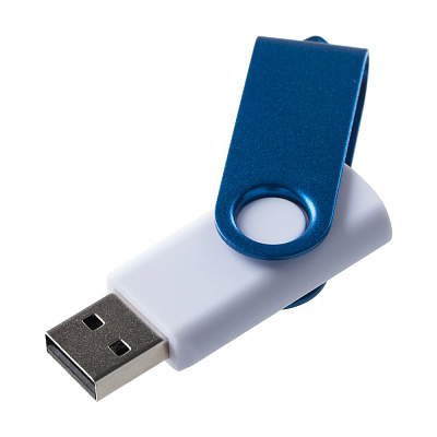Флешка Twist Color, белая с синим, 16 Гб (Синий)