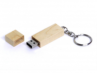 USB 2.0- флешка на 16 Гб прямоугольная форма, колпачок с магнитом (Натуральный)