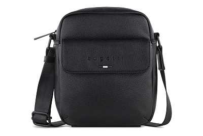 Сумка наплечная мужская BUGATTI Rico, черный, полиуретан, 19 x 7 x 21 см