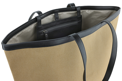 Сумка-тоут женская большая BUGATTI Elena, песочная, канвас, полиуретан, 58 x 22 x 31,5 см