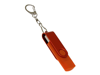 USB 3.0- флешка на 256 Гб с поворотным механизмом и дополнительным разъемом Type-C (Оранжевый)