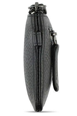 Ключница BUGATTI Elsa, чёрная, воловья кожа/полиэстер, 12,5х0,5х7 см