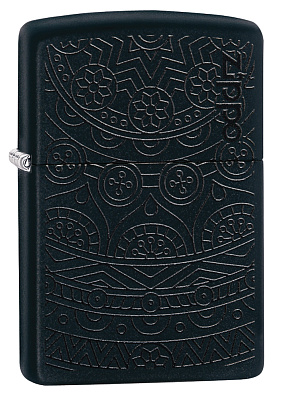 Зажигалка ZIPPO Tone on Tone Design с покрытием Black Matte, латунь/сталь, чёрная, 38x13x57 мм (Черный)