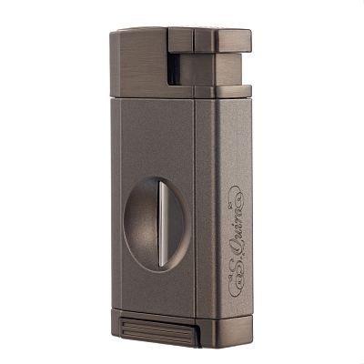 Зажигалка S.Quire газовая, турбо, с гильотиной для сигар, двойное пламя, графит