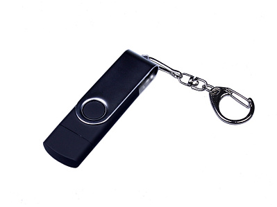 USB 2.0/micro USB/Type-C- флешка на 64 Гб c поворотным механизмом (Черный)