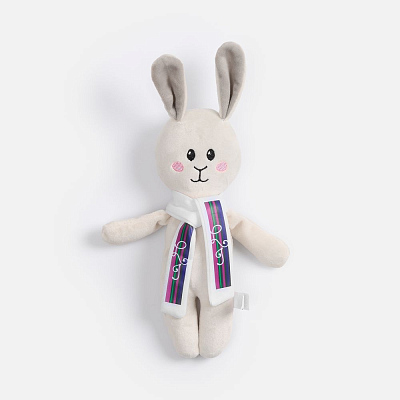 Мягкая игрушка Beastie Toys, заяц с белым шарфом
