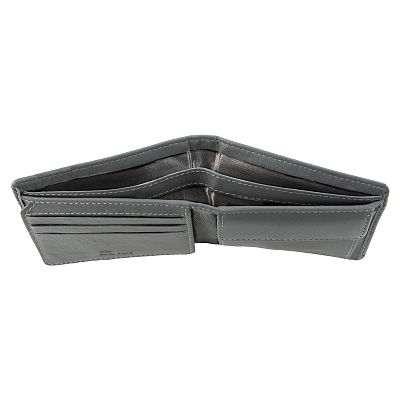 Бумажник Mano "Don Leonardo", с RFID защитой, натуральная кожа в сером цвете, 10,5 х 2 х 8,5 см