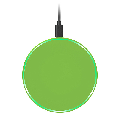 Беспроводное зарядное устройство с подсветкой 15W Аурис (Auris), салатовое