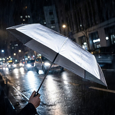 Зонт складной "Reflect", полуавтомат, светоотражающий серый