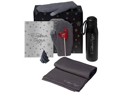 Подарочный набор Re:Air с варежками, шарфом и термосом (Серый)