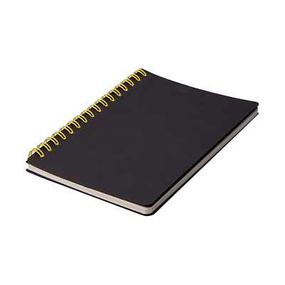 Блокнот на двойной пружине HELIX MINI, 105 х 150  мм, черный с желтым, блок в клеткуБлокнот HELIX MINI