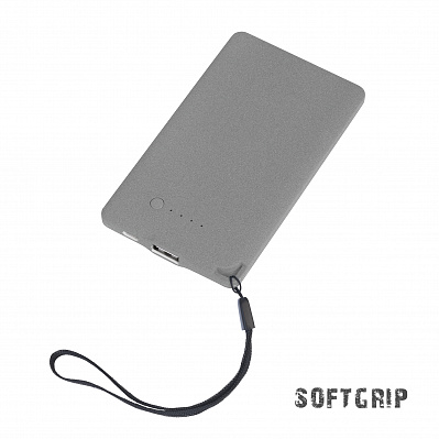 Зарядное устройство "Камень" с покрытием soft grip, 4000 mAh в подарочной коробке  (Серый)