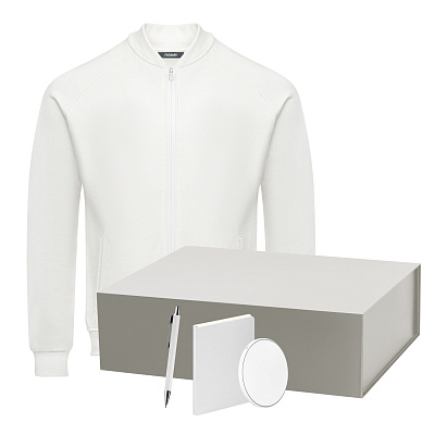 Набор с одеждой TORRES (толстовка, зарядное устройство, блокнот, ручка), белый/серебряный, XXL (Серебряный, белый)