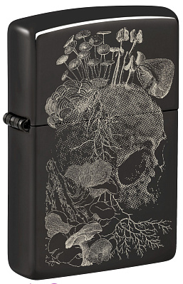 Зажигалка ZIPPO Skull с покрытием High Polish Black, латунь/сталь, черная, глянцевая, 38x13x57 мм (Черный)