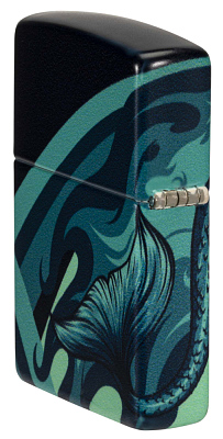 Зажигалка ZIPPO Mermaid Design с покрытием 540 Matte, латунь/сталь, черная, матовая, 38x13x57 мм