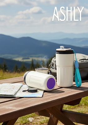 Термокружка Ashly To Go, белая/бирюзовая/фиолетовая