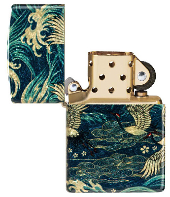 Зажигалка ZIPPO Eastern с покрытием 540 Tumbled Brass, латунь/сталь, зеленая, 38x13x57 мм