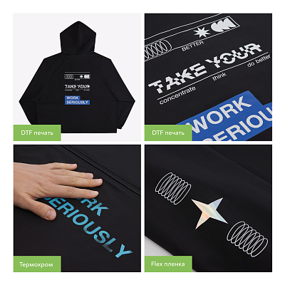 Ветровка (анорак) оверсайз унисекс RISSMAN, черная, размер XS/S