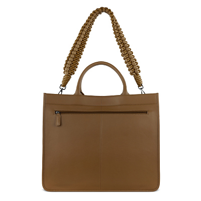 Сумка-тоут женская BUGATTI Daphne, коньячный цвет, воловья кожа/полиэстер, 41х15х34,5 см