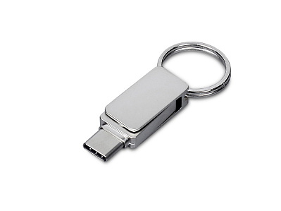 USB 2.0- флешка Mercury на 128 Гб с поворотным механизмом и дополнительным разъемом Type-C (Серебристый)