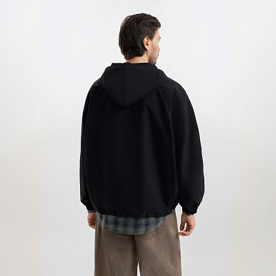 Ветровка (анорак) оверсайз унисекс RISSMAN, черная, размер XS/S